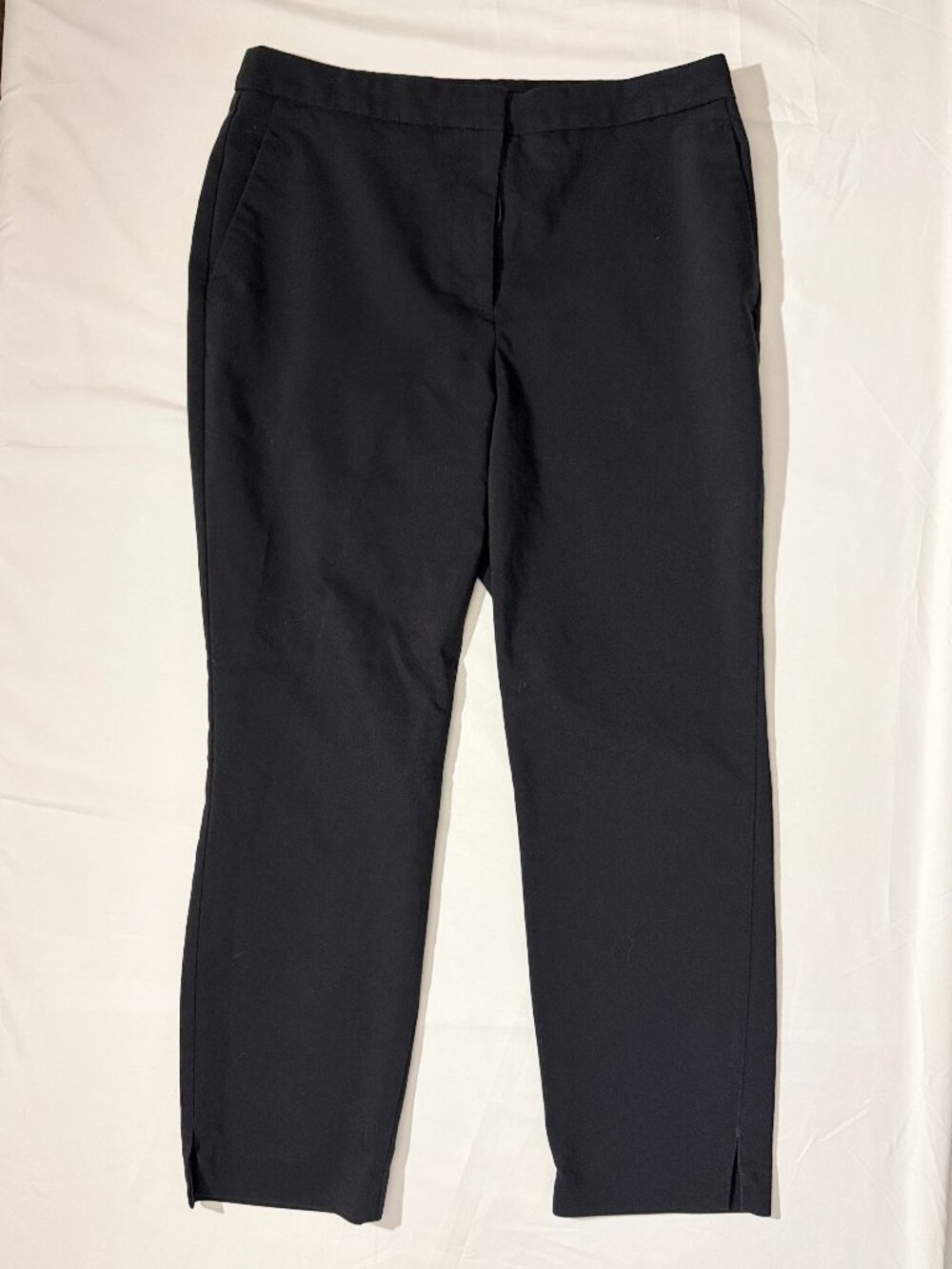 H&M Black Slim Tapered Dress Pants Size 8 Split Hem Cotton Blend